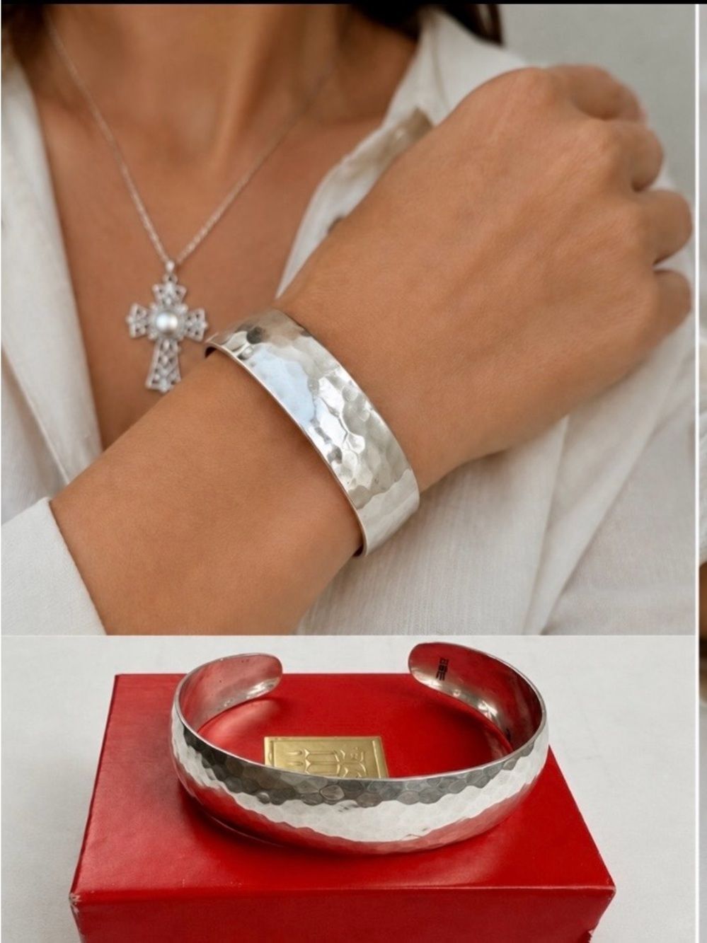 Retired James Avery 925 Hammered Divina Cuff Bracelet